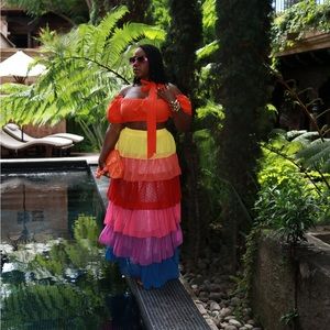 Ruffle two piece skirt set